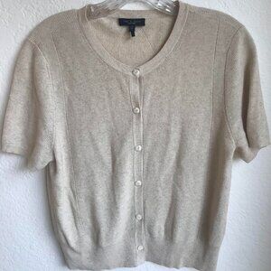 Rag & Bone Dina Beige Short Sleeve Cardigan Size Medium